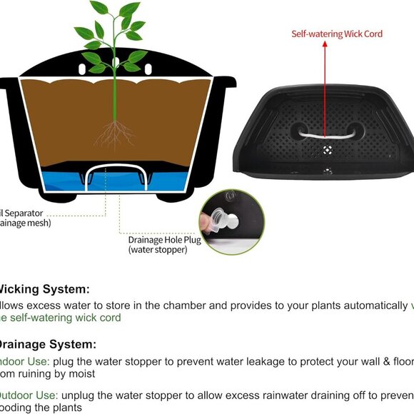 9.8 Inches Self Watering Wall Planters for Indoor Plants, Railing Planters Balco - Picture 5 of 9